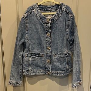 Girls Crewcut Stylish Blue Denim Jacket with Gold Buttons